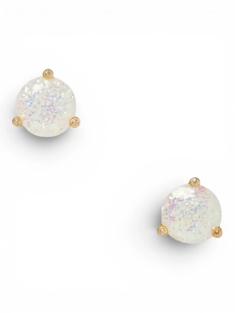 Kate Spade Rise & Shine Glitter Opal Stud Earrings Gold NWT